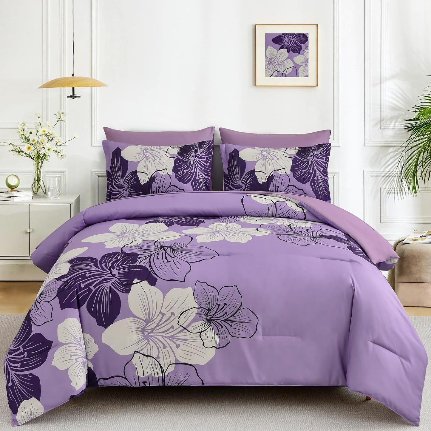 Luxudecor Floral Comforter Set King Size for Elegant Bedrooms