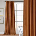 Burnt Orange Velvet Back Tab Curtains 84 in - Room Darkening Panels