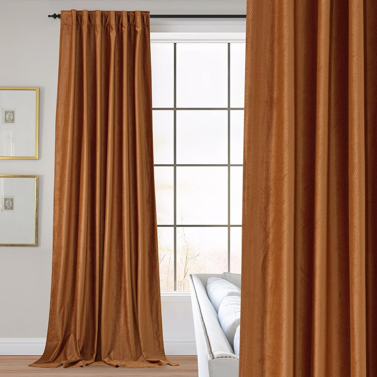 StangH Velvet Darkening Curtains: Burnt Orange, 84 - Elegant Room Decoration