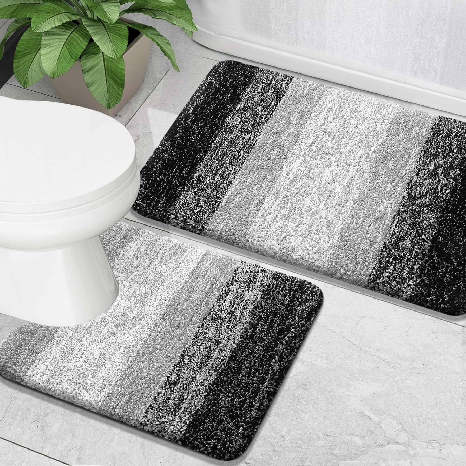 OLANLY Bathroom Rug Set - Soft Absorbent Microfiber Mats