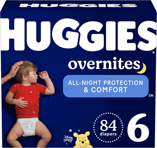 Huggies Size 6 Overnites Baby Diapers: 84 Ct, 35+ lbs, Overnight Protection
