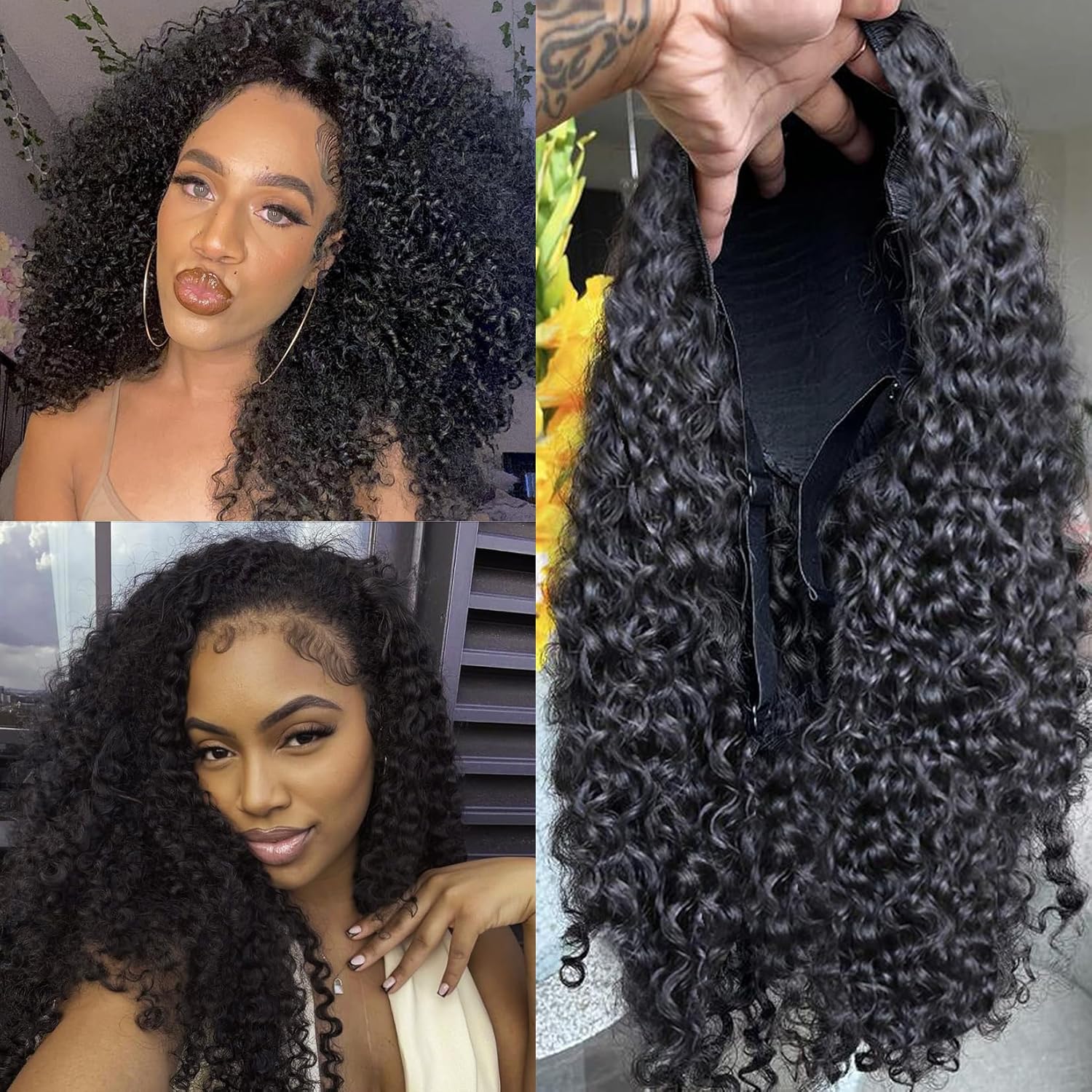 Burmese Curly Human Hair Half Wig for Black Women - 300% Density
