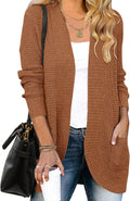 Long Sleeve Open Front Knit Cardigan - Cozy Fall Winter Layer