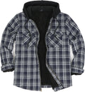 Men's Sherpa Lined Hooded Plaid Shirt Jacket - Warm Flannel Zip