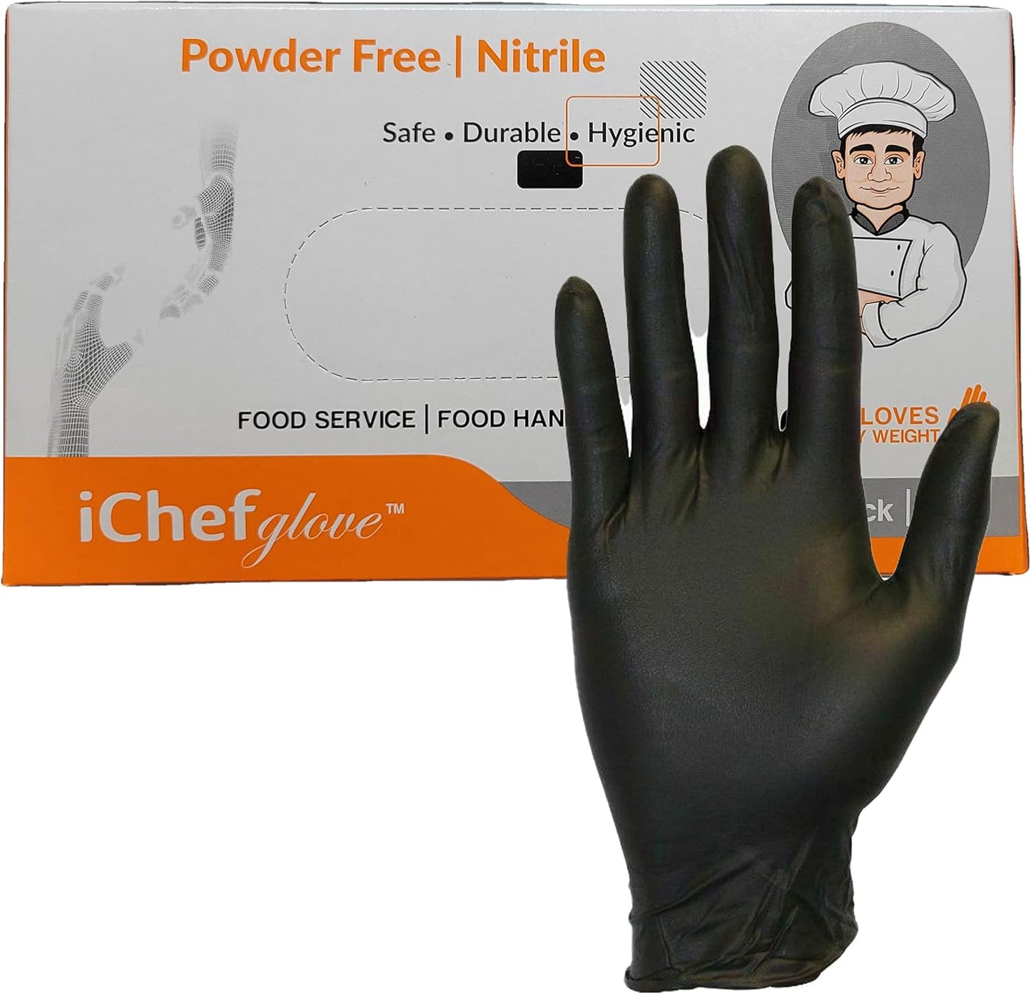 Powder-Free Black Nitrile Gloves - iChef Quality