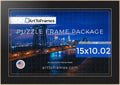 15x10.02 in Black Puzzle Frame - Raw Edge MDF, Regular Glass