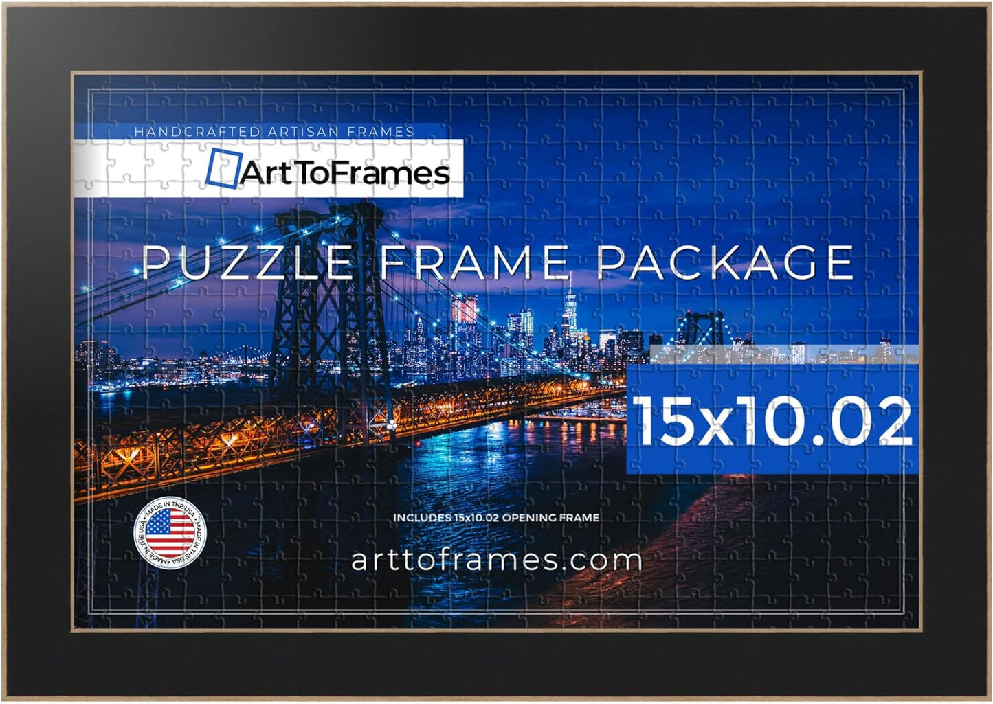 ArtToFrames 15x10.02 Inch Black Frame for 1000 Piece Puzzles