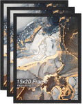 Engineered Wood 15x20 Picture Frame Set of 3 - Lightweight Black