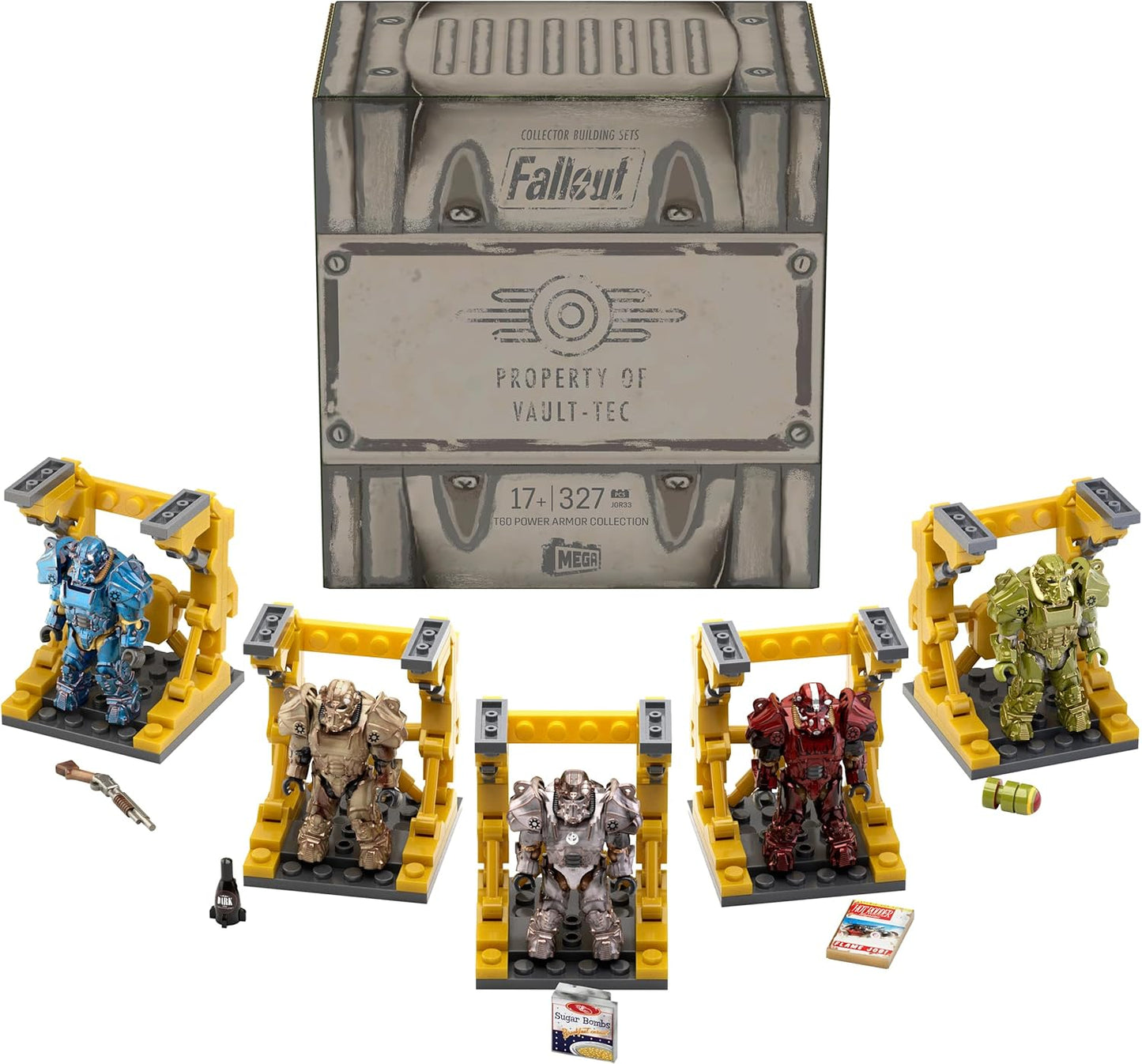 MEGA Fallout T-60 Power Armor Set, 327 Pieces, 5 Micro Figures, Collectible