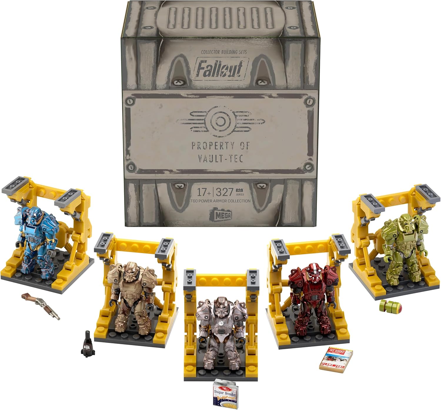 MEGA Fallout T-60 Power Armor Set, 327 Pieces, 5 Micro Figures, Collectible