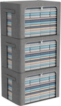 Foldable Storage Bins 3Pack - Large 66L Linen Stackable Organizer