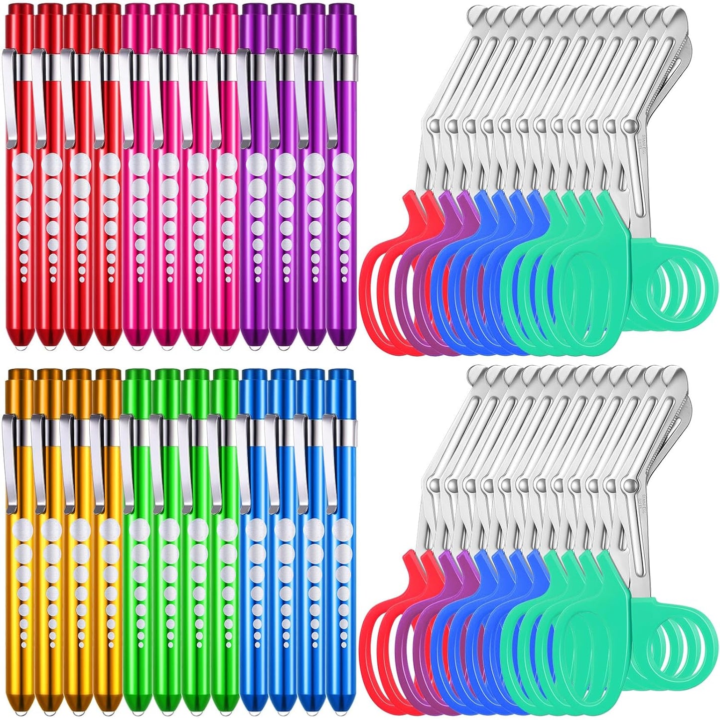 Chumia 48 Pack Trauma Shears and Pen Light for Nurses