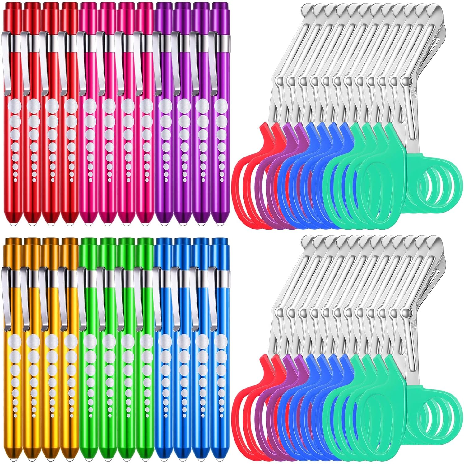 Chumia 48 Pack Trauma Shears and Pen Light for Nurses
