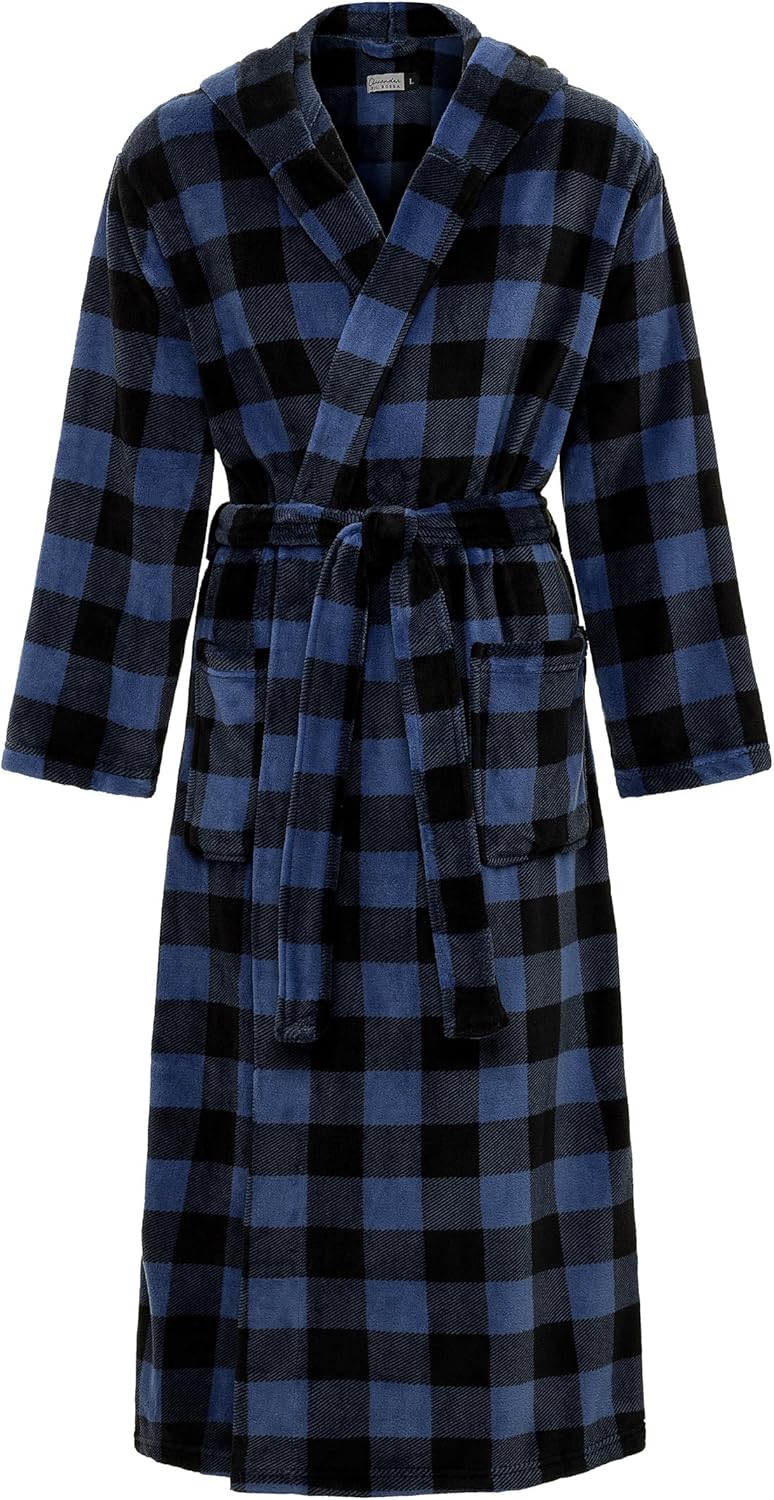 Plush Fleece Hooded Bathrobe for Men - Big and Tall Comfort