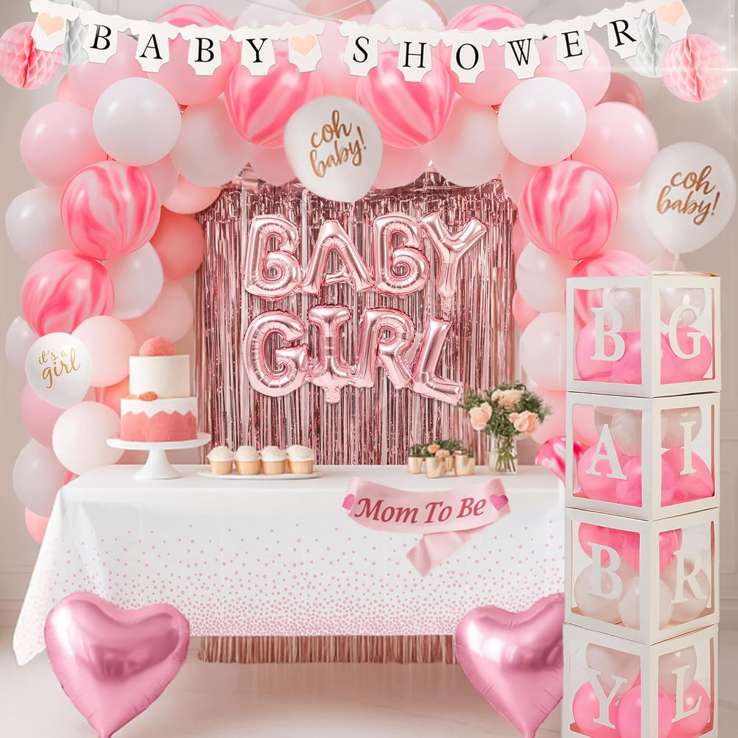 Pink Baby Shower Decorations for Girl - All-in-One Jumbo Set