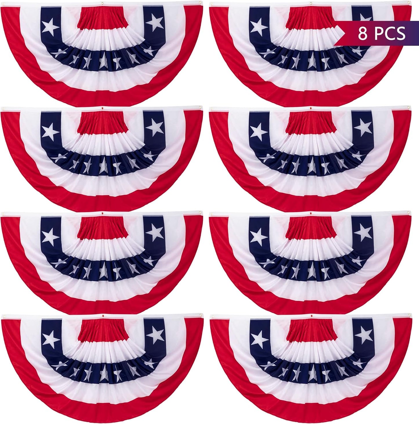 8 PCS 4th of July Decorations with Large Patriotic Flags