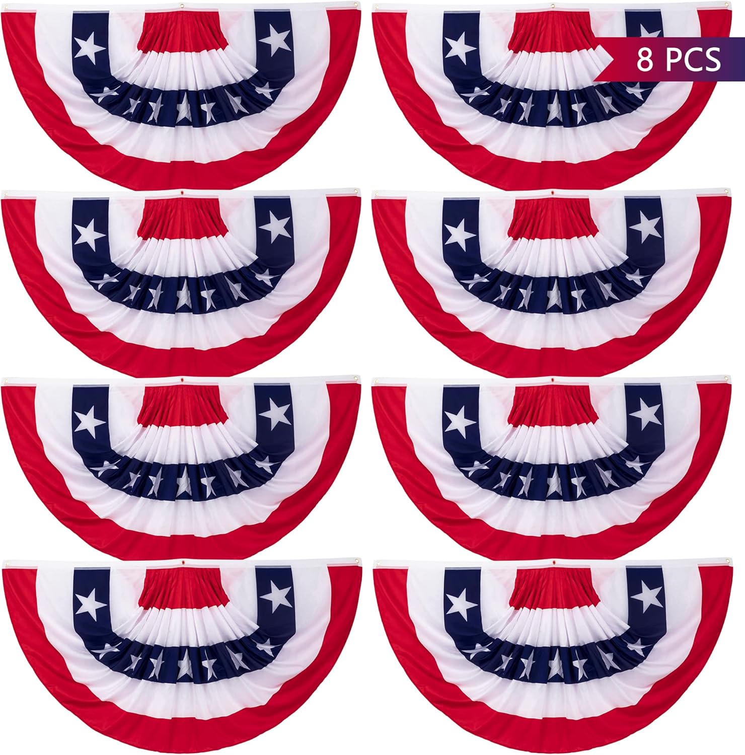 8 PCS 4th of July Decorations with Large Patriotic Flags