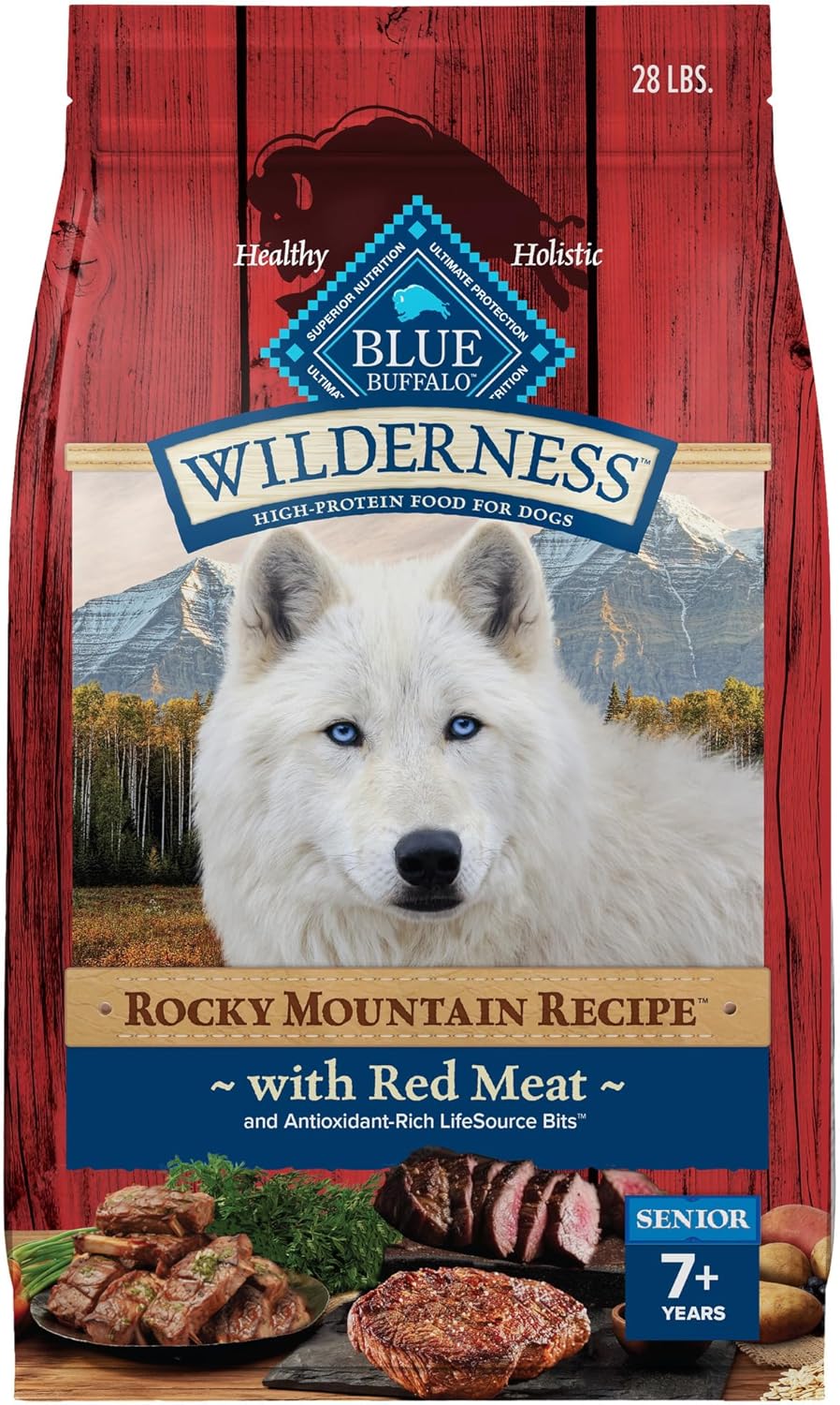High Protein Natural Senior Dry Dog Food with Real Red Meat
