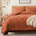 Zzlpp Queen Comforter Set 7 Pieces - Burnt Orange Tufted Comfort