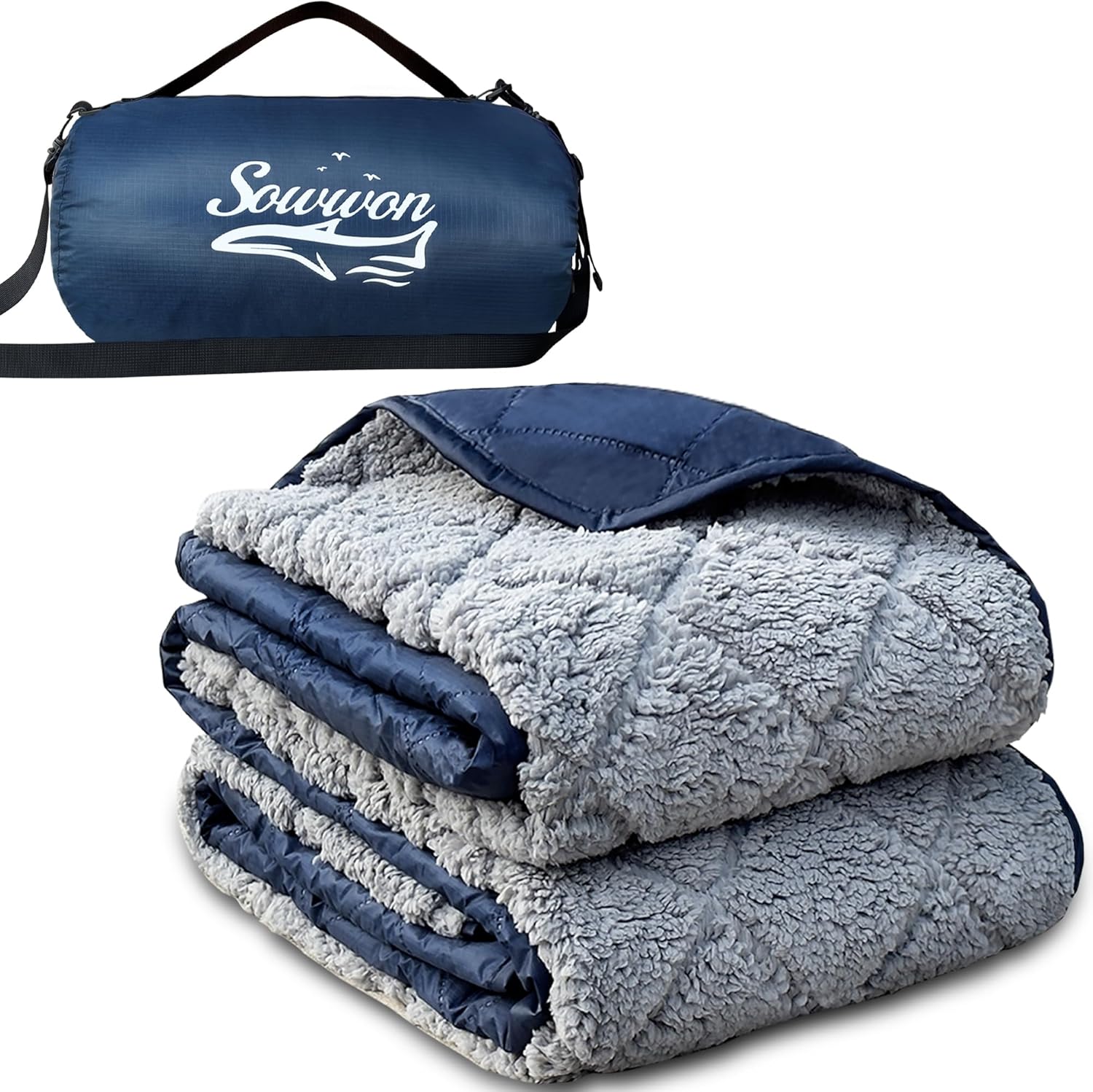 Waterproof Outdoor Blanket for Camping with Sherpa Fleece Lining