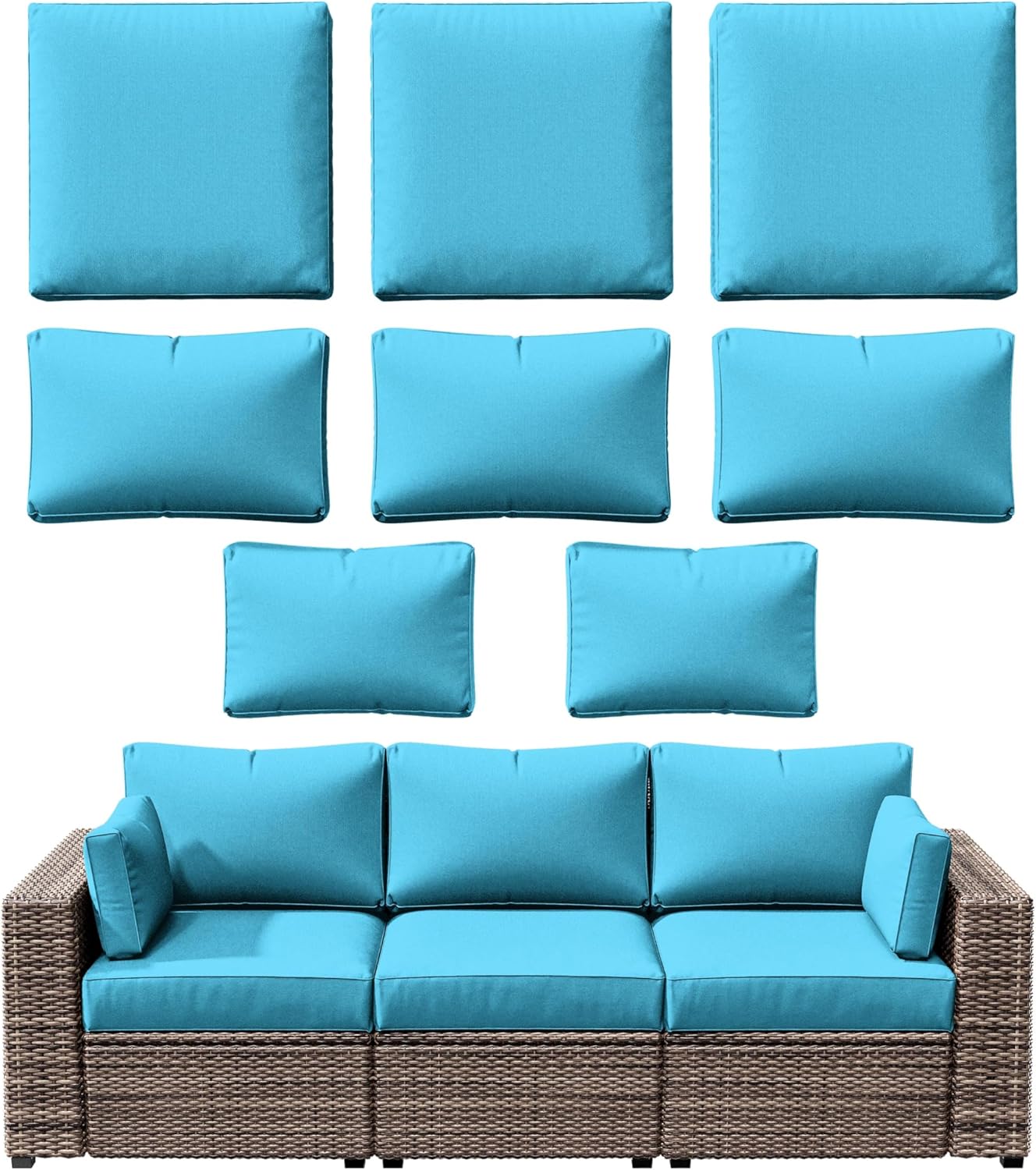 8p Outdoor Cushion Slipcovers for Rattan Sofa - Waterproof Covers