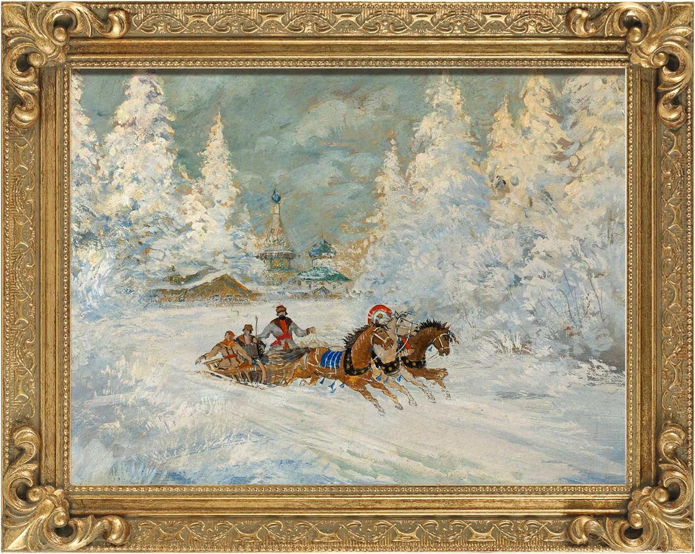 Elegant 16x20 Vintage Gold Frame for Canvas Paintings
