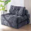 Dark Grey Folding Sofa Bed Single - Compact Convertible Chair Bed