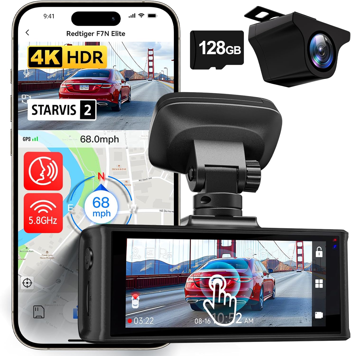 REDTIGER 4K Dash Cam: STARVIS Sensor, WiFi, Voice Control