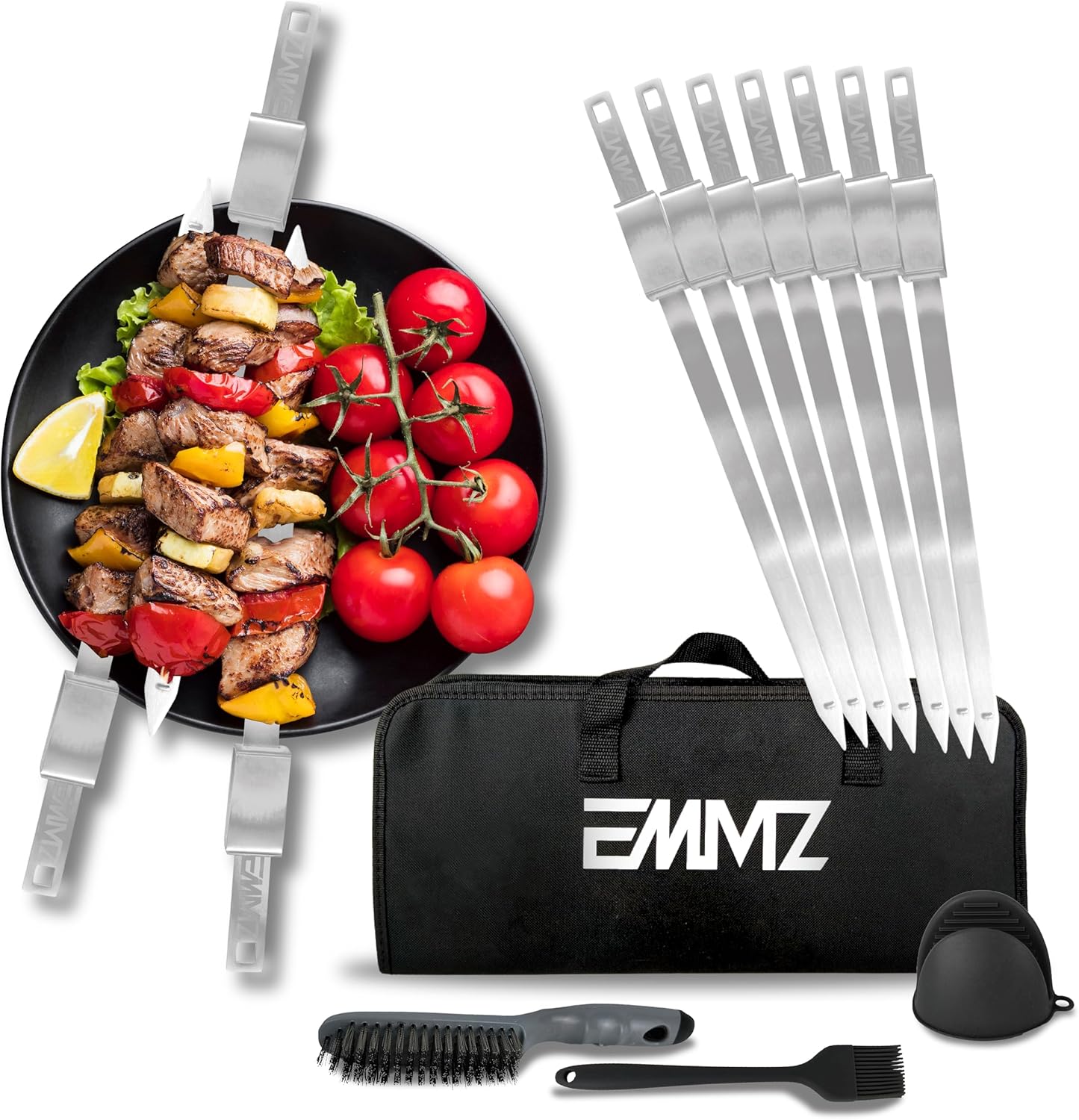 Grilling Skewers 16.5in Stainless Steel BBQ Skewers Set of 10