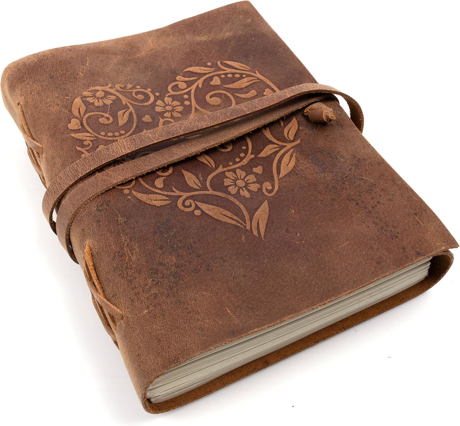 Heart Leather Journal for Women - Vintage Sketchbook