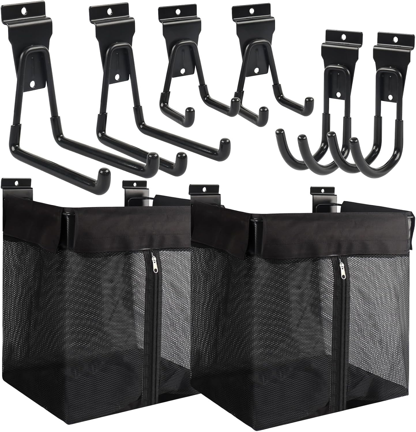 2PCS Slatwall Basket with Zipper for Easy Garage Storage