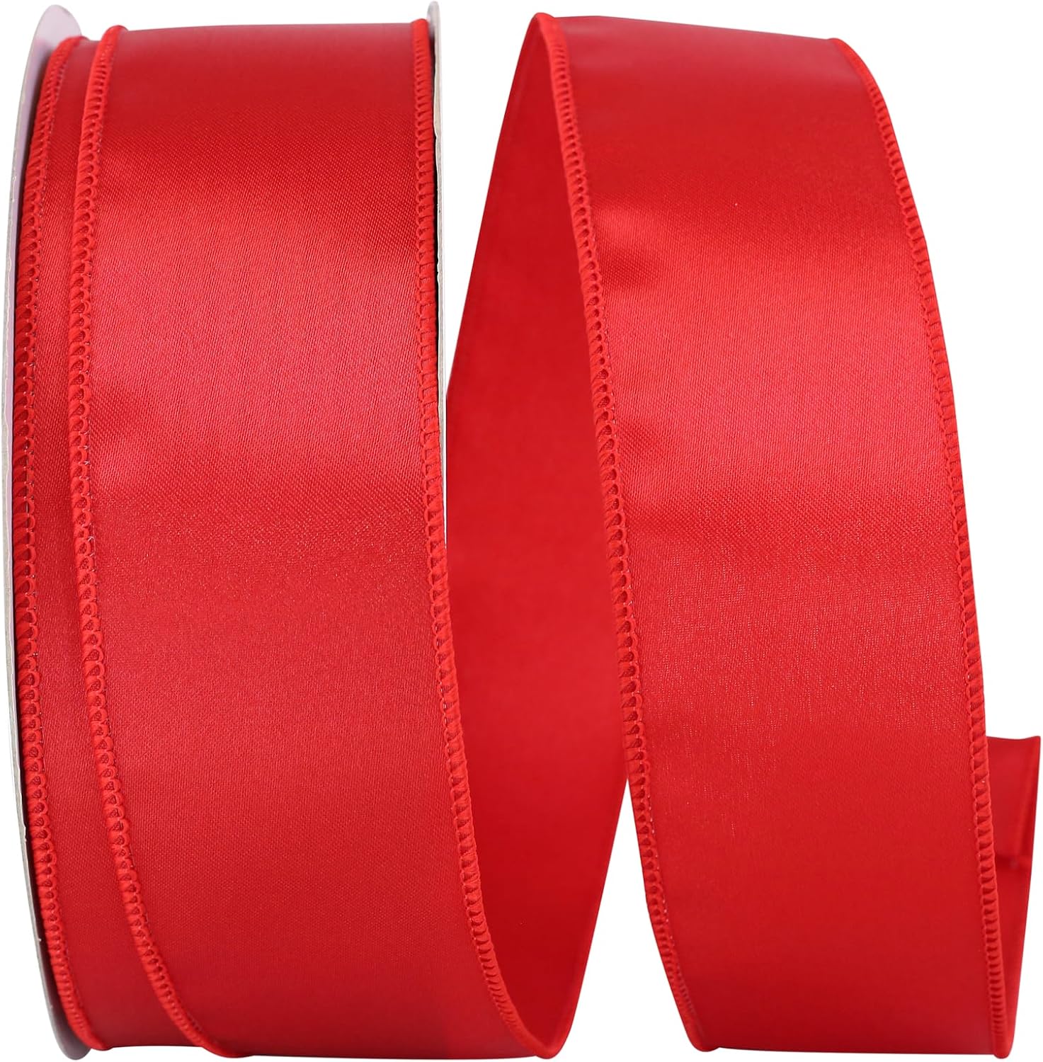 Reliant Ribbon 92575W-065-40K Satin Wired Edge Ribbon in Red