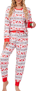 Womens Heart Print Pajama Set Long Sleeve Lounge Two-Piece - Cozy Fit