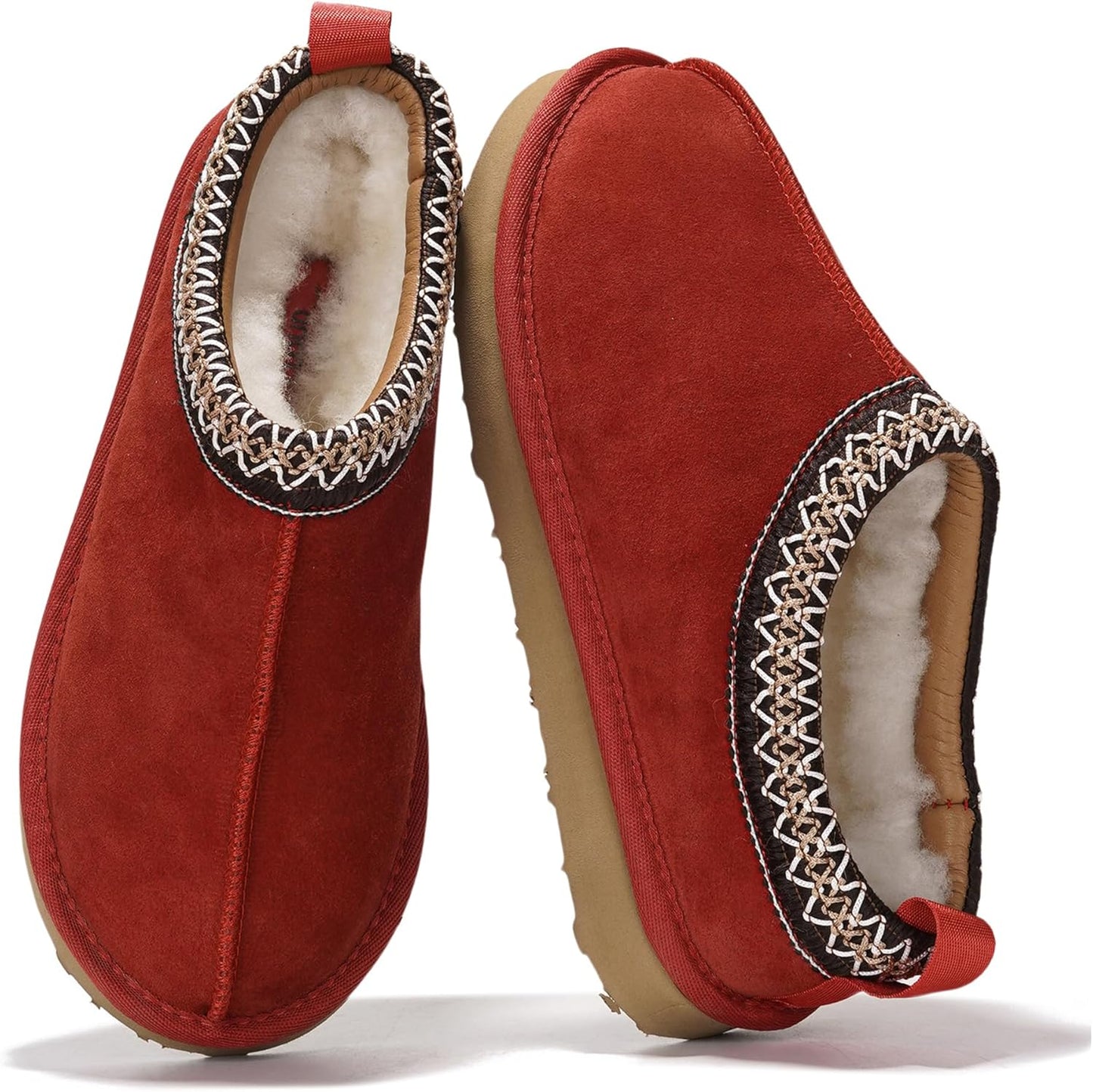 Genuine Leather Womens Slippers with Australian Shearling Fur