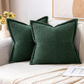 Christmas Corduroy Throw Pillow Covers 24x24 in Set of 2 - Dark Green
