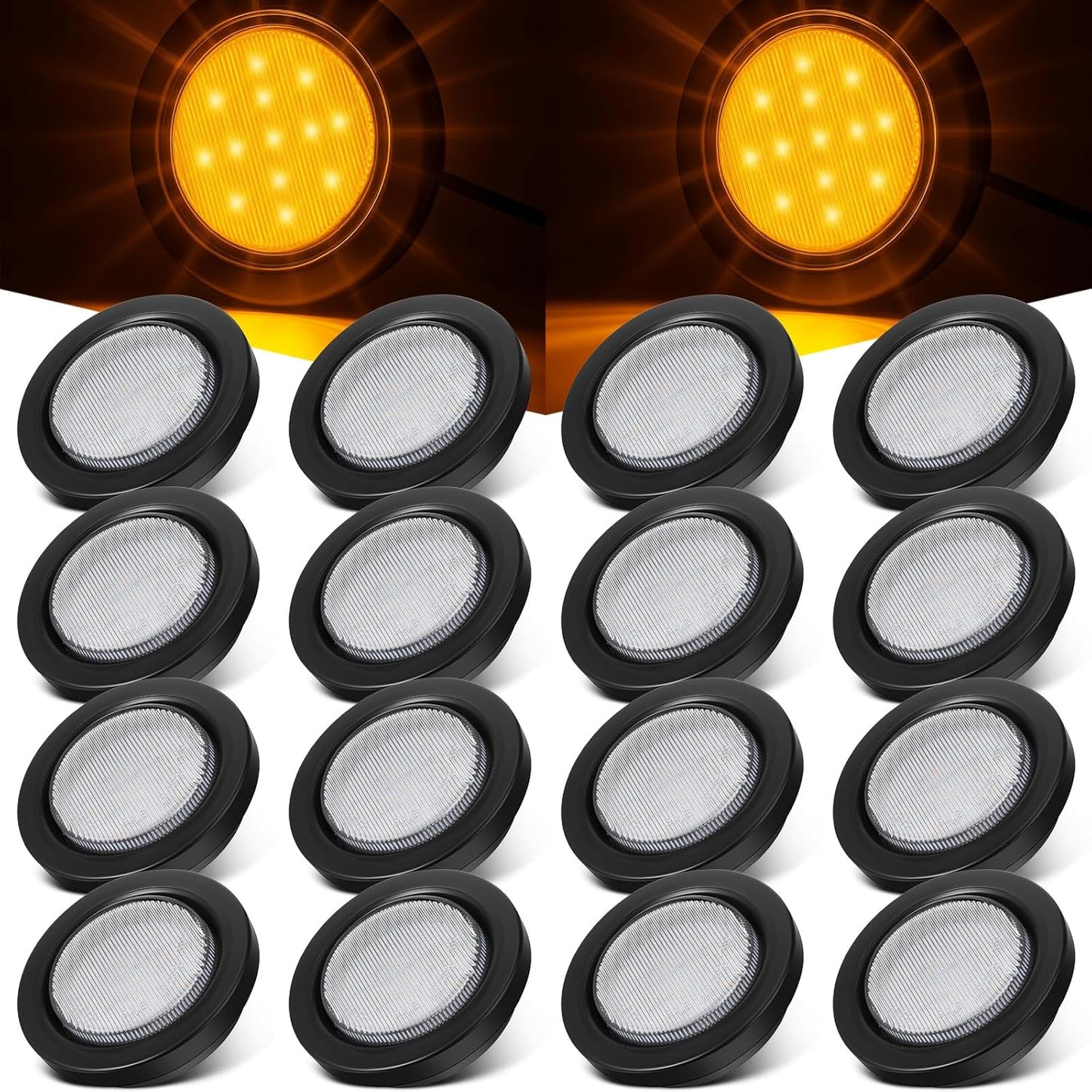 Retisee 16 Pcs 2.5 Round Clearance Lights for Trucks and RVs
