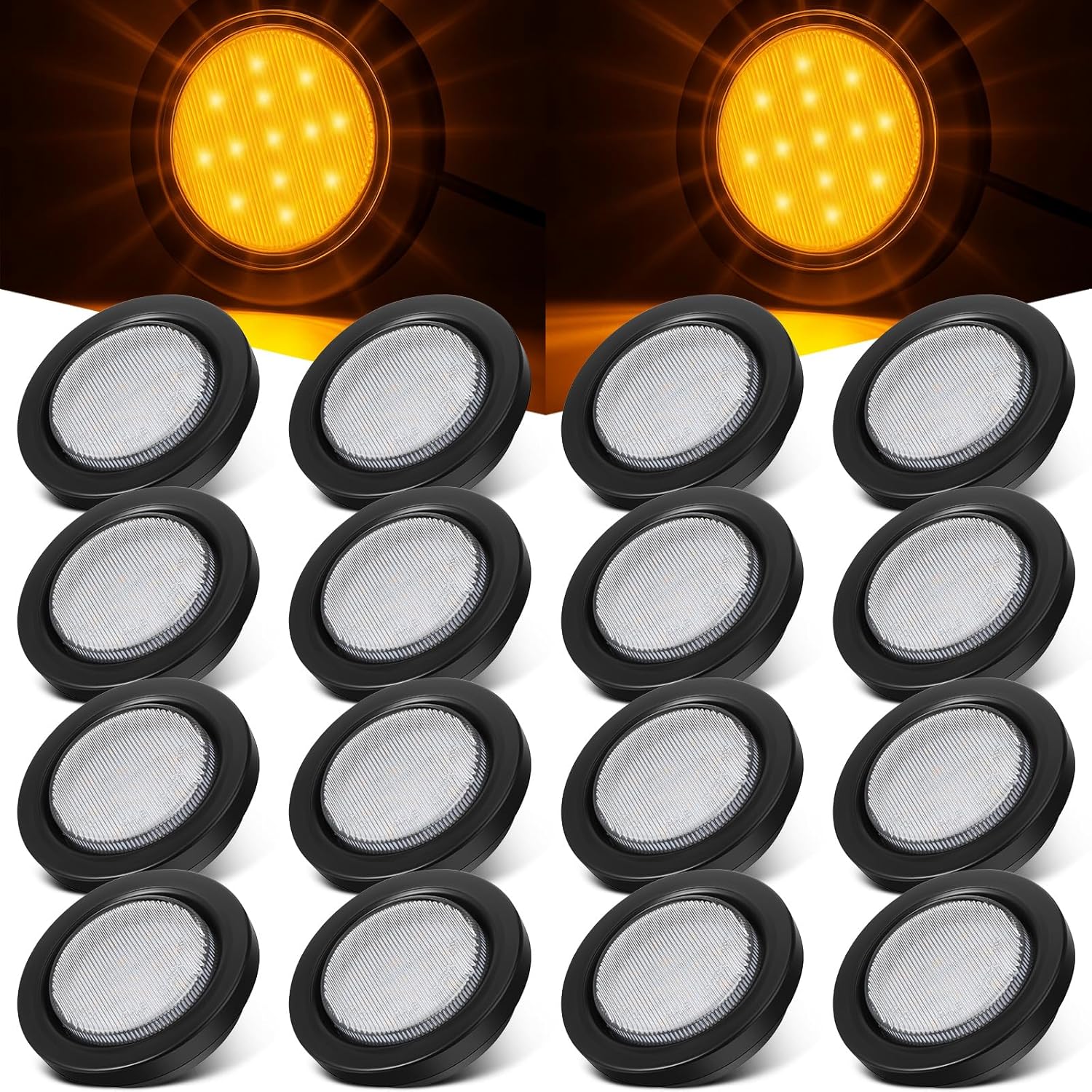 Retisee 16 Pcs 2.5 Round Clearance Lights for Trucks and RVs