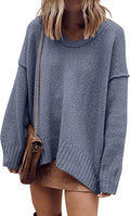 Oversized Scoop V Neck Batwing Pullover Sweater - Cozy Fall Staple