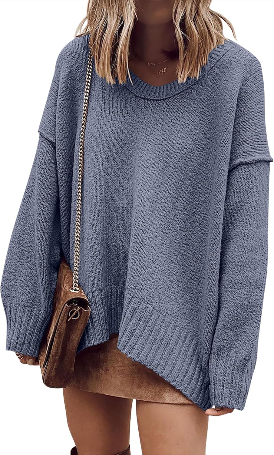 Oversized Casual Loose Slouchy V Neck Batwing Sweater for Women