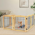 LZRS 6-Panel Extra Wide Wooden Freestanding Dog Gate for Pets
