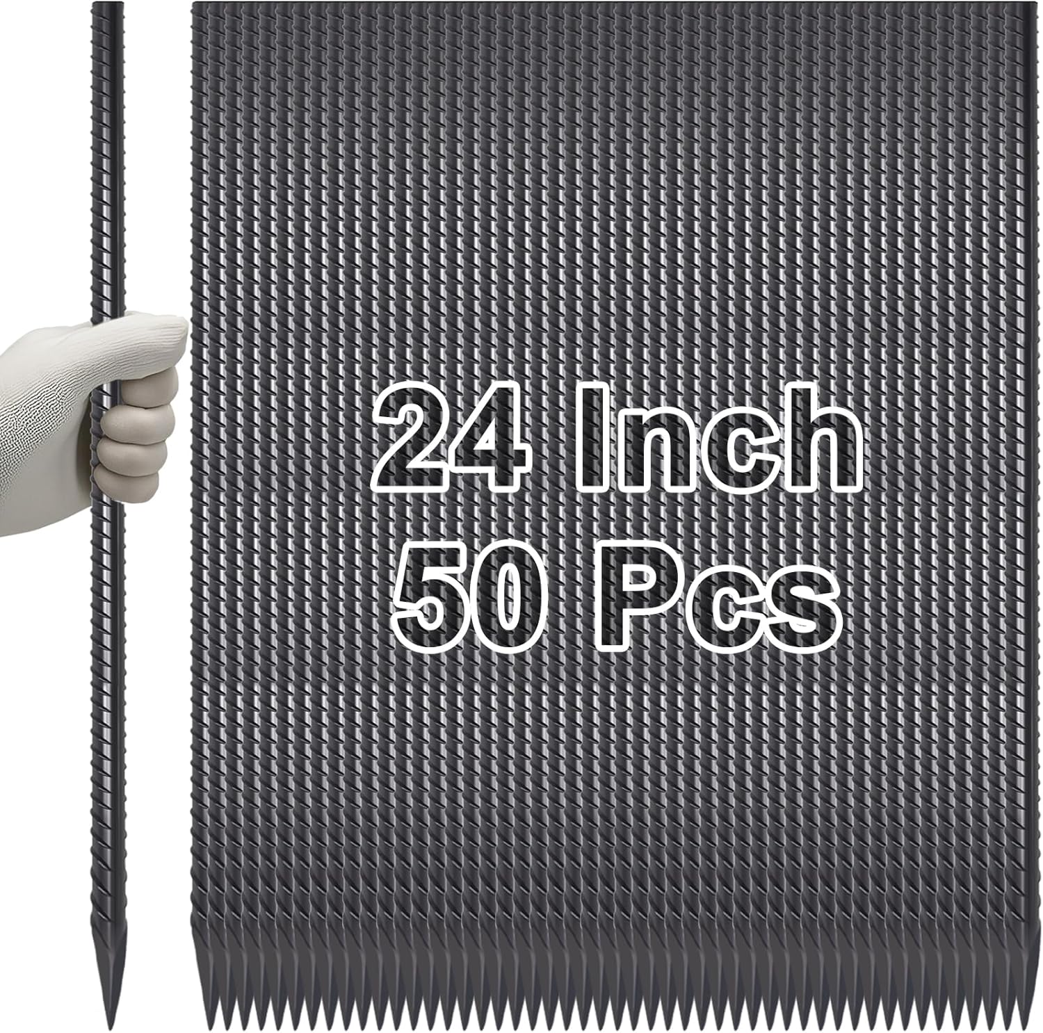 VVOKGO Rebar Stakes 24 Inch Heavy Duty Metal Ground Anchors