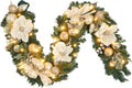 6ft White and Gold Christmas Garland with 25 LED Lights - Elegant