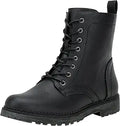 Vepose Women's 25 Combat Ankle Boots Lace Up Inner Zipper Mid Calf