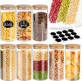 32 oz Glass Jars with Bamboo Lids 8 pcs - Airtight Pantry Storage