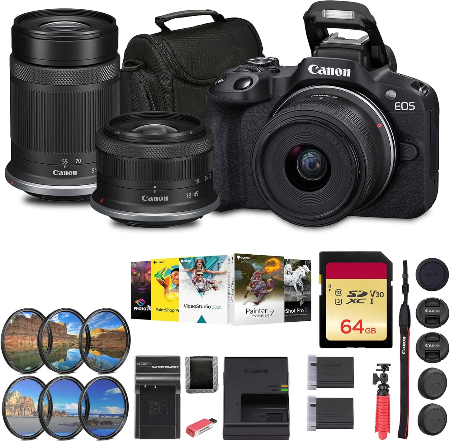 Canon EOS R50 Mirrorless Camera with Lenses and Accessories