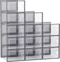 Large Shoe Organizers Storage Boxes for Closet - Stackable Clear Bins