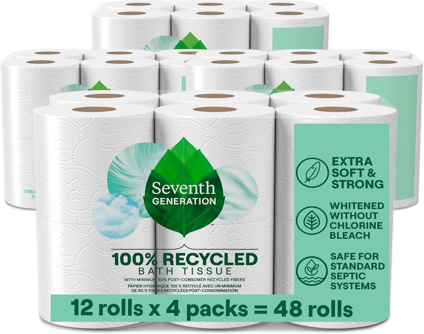 Seventh Generation Toilet Paper 100% Recycled 12 Rolls Softness