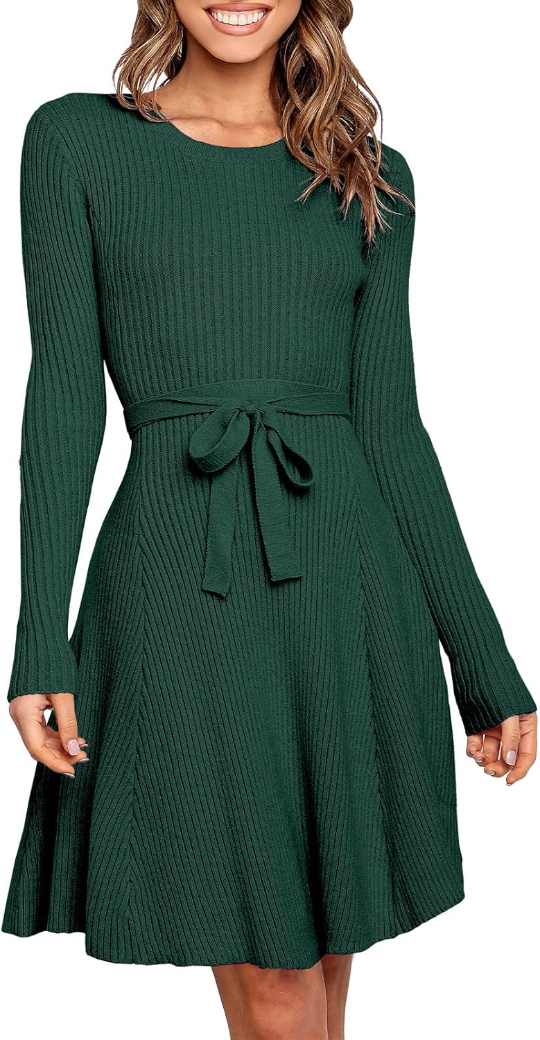 ANRABESS Women's Long Sleeve Midi Dress for Fall Fashion