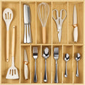 Fabsome Silverware Organizer for Kitchen Drawers - Deep Bamboo Tray