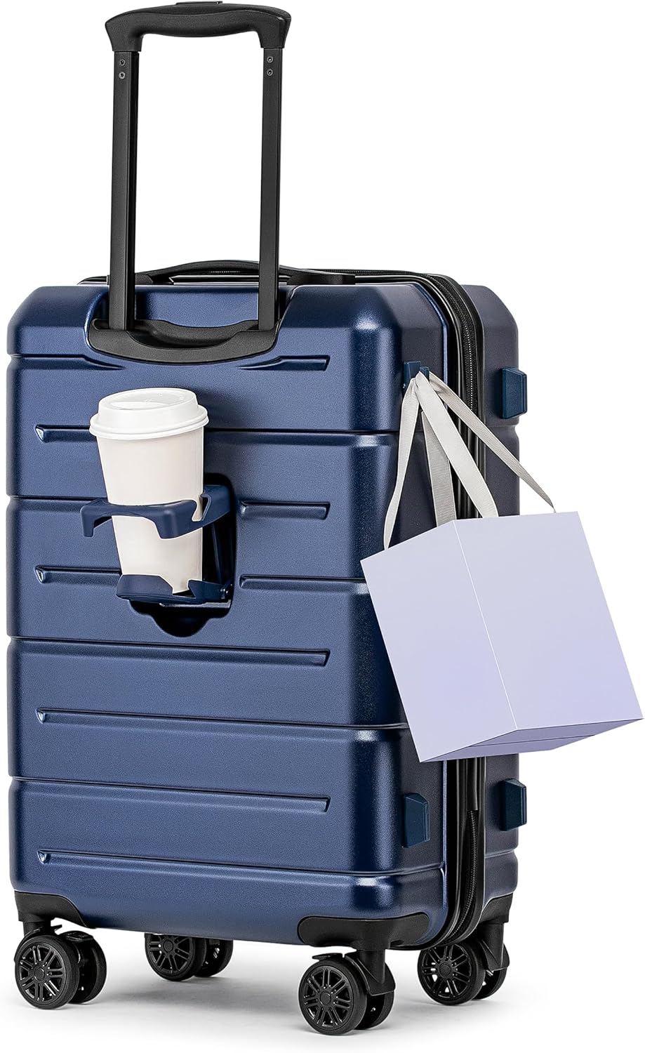 KYME Carry On Luggage 22 inch Hardside Suitcase with Cup Holder